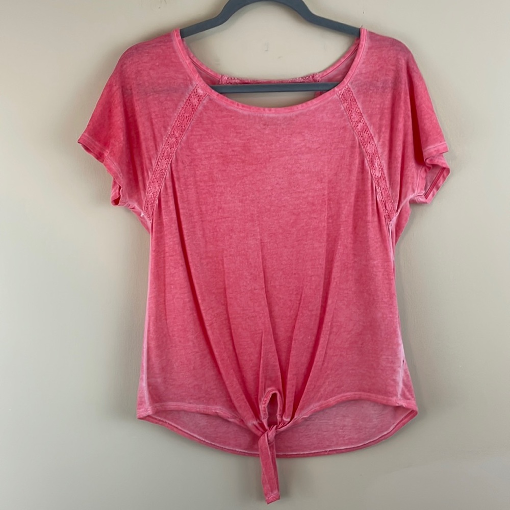MUDD Girls Blouse tie knot keyhole 16